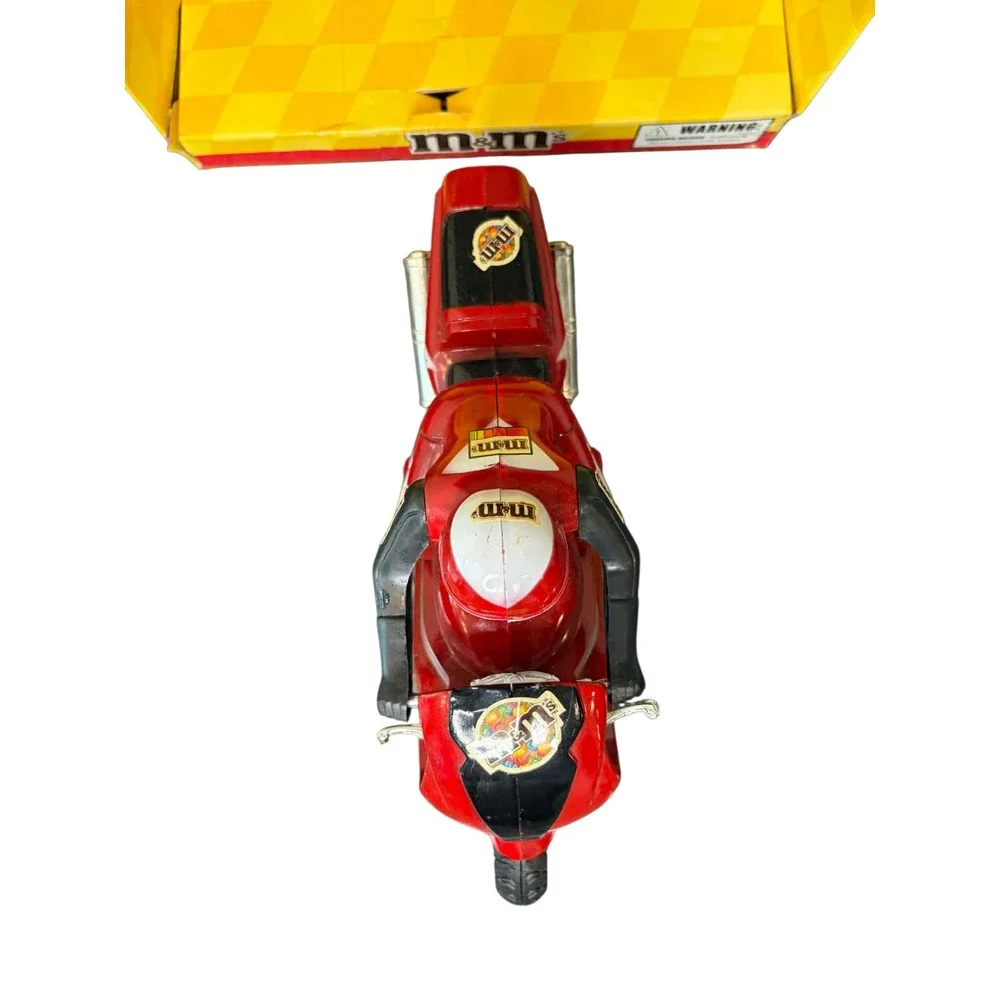RARE M&M's Speed Racer Red Motorcycle Toy with Rider Figure Original Box 11 inch